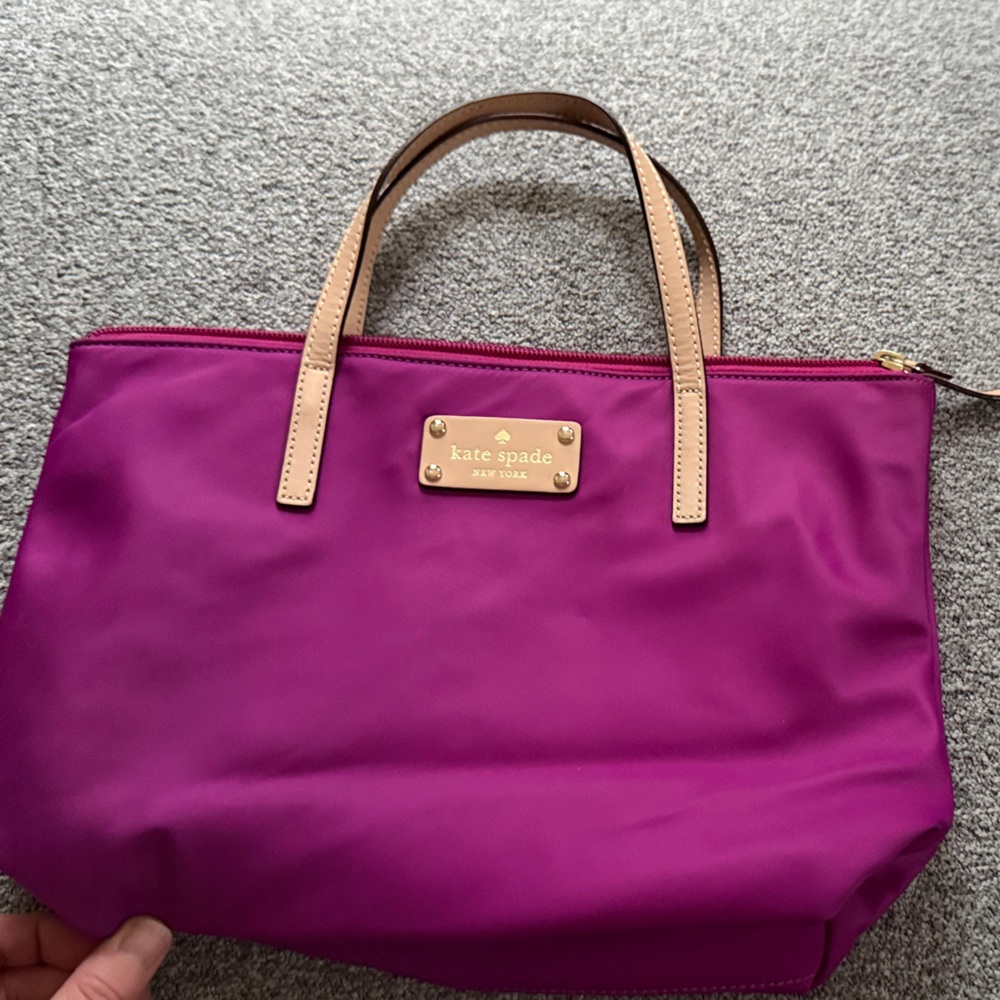 Kate Spade Fuchsia Tote with Tan Handles